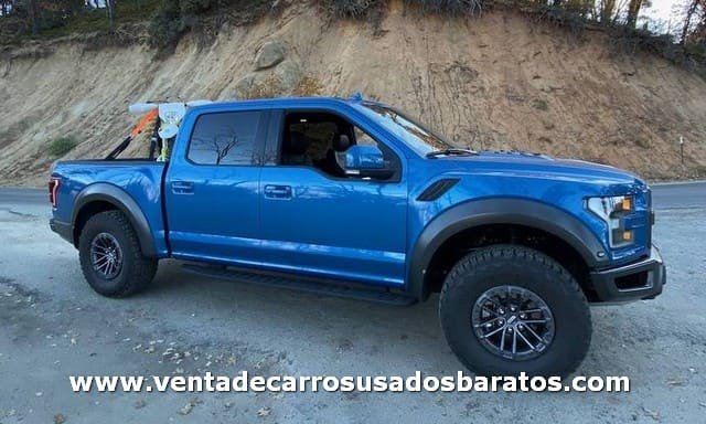 Camioneta usada Ford F-150 Raptor 4x4 6 cilindros 2019 doble cabina azul en venta barata Los Angeles CA